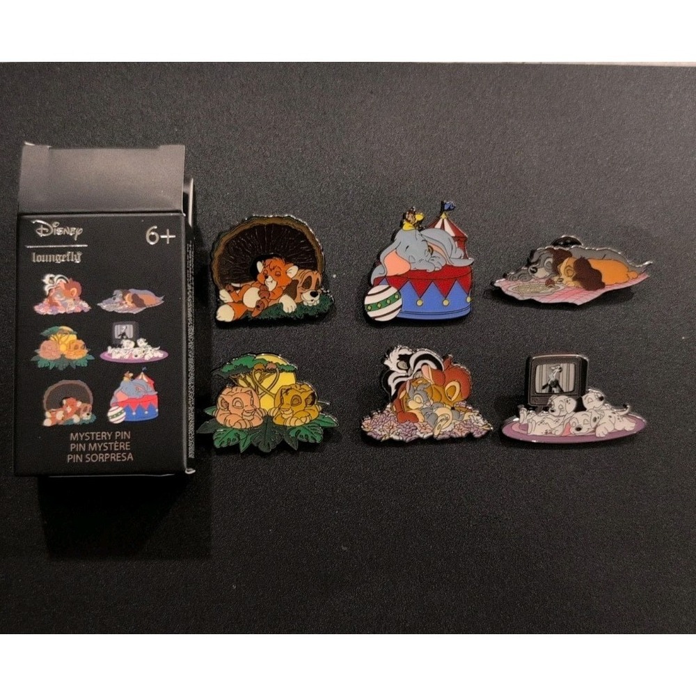 Loungefly Disney  Mystery Pin Sleeping Animals Collectible Whole Set.